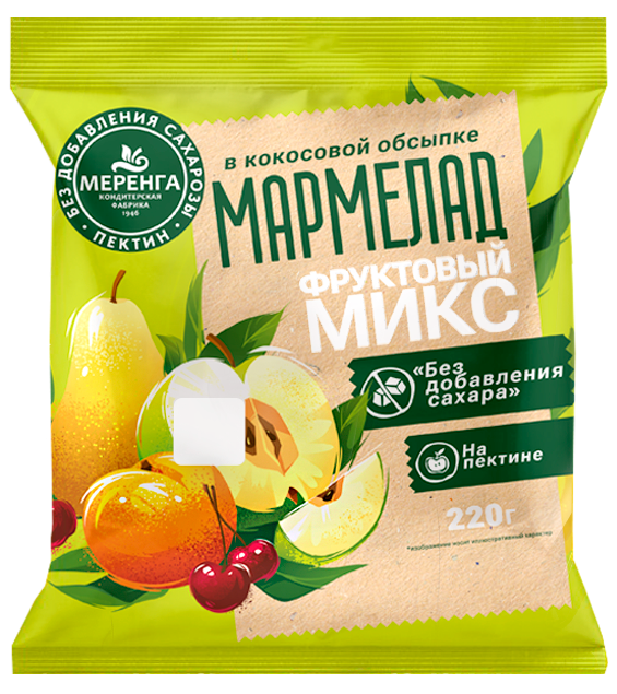  Меренга Мармелад без сахара в кокосовой обсыпке Фруктовый микс, 220г   в Брянске